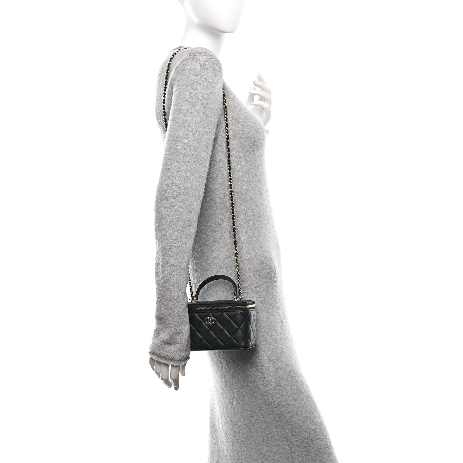 Chanel Lambskin Quilted Small Top Handle Vanity Case With Chain Black 2 of 11