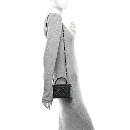 Chanel Lambskin Quilted Small Top Handle Vanity Case With Chain Black 2 of 11