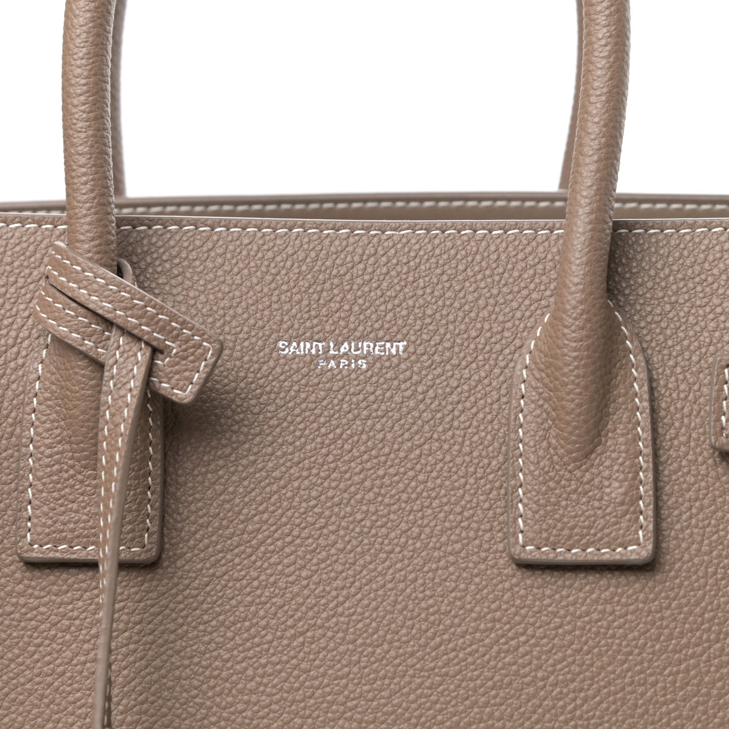 Grained Calfskin Topstich Baby Sac De Jour Taupe