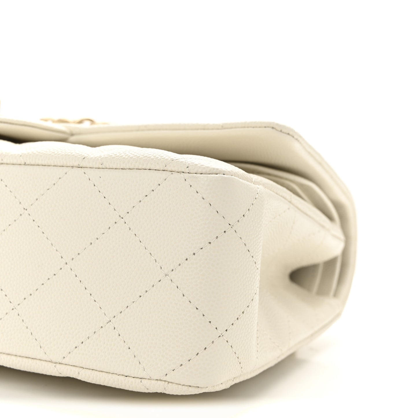 Caviar Quilted Medium Double Flap White