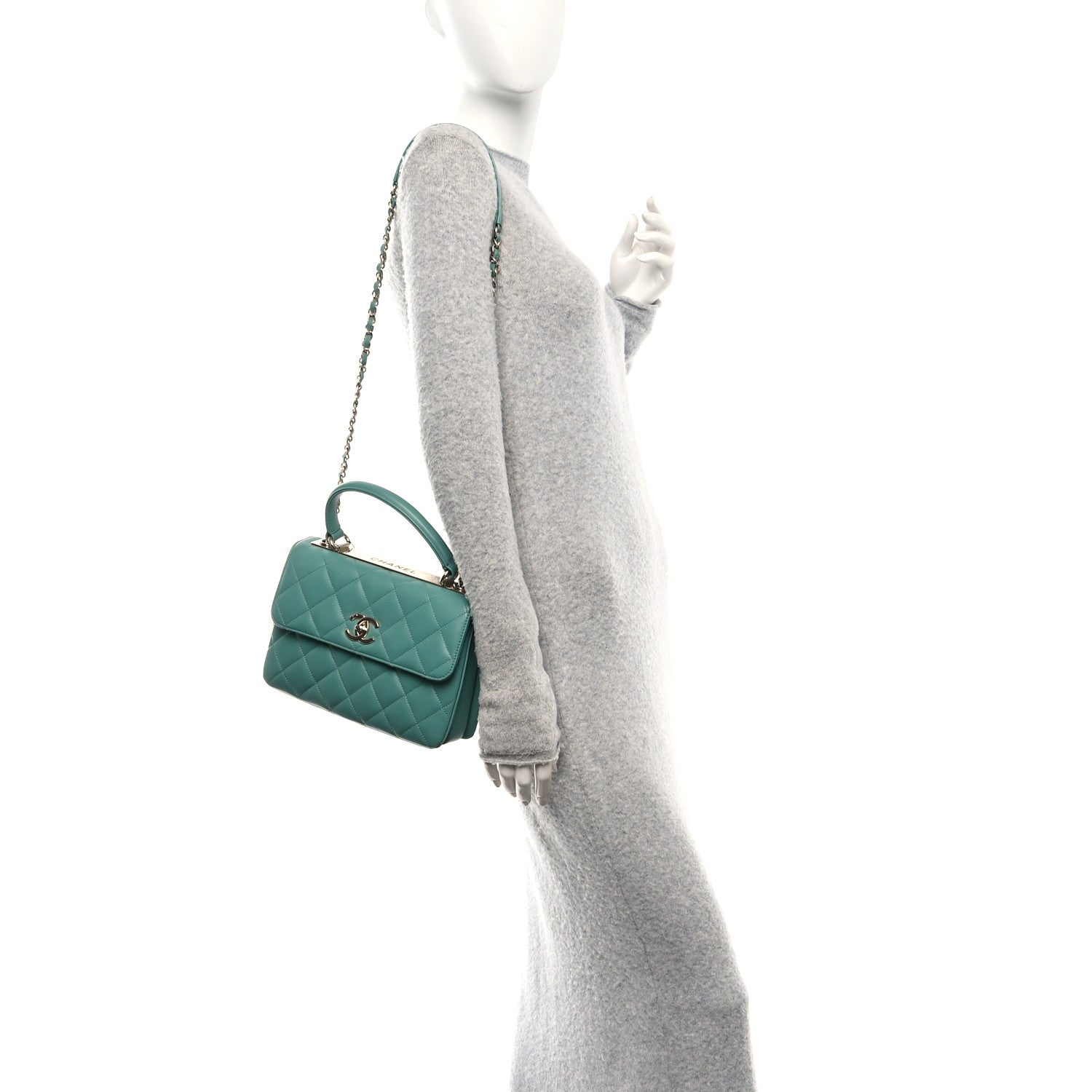 Chanel Lambskin Quilted Small Trendy CC Flap Dual Handle Bag Light Green 2 of 11