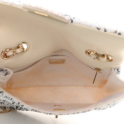 Chanel Sequin Logo Medium Flap White Black 4 of 11