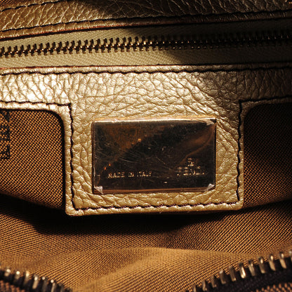 Fendi Zucca Laminated Vachetta Small Chef Chian Hobo Tobacco Bronzo 6 of 9