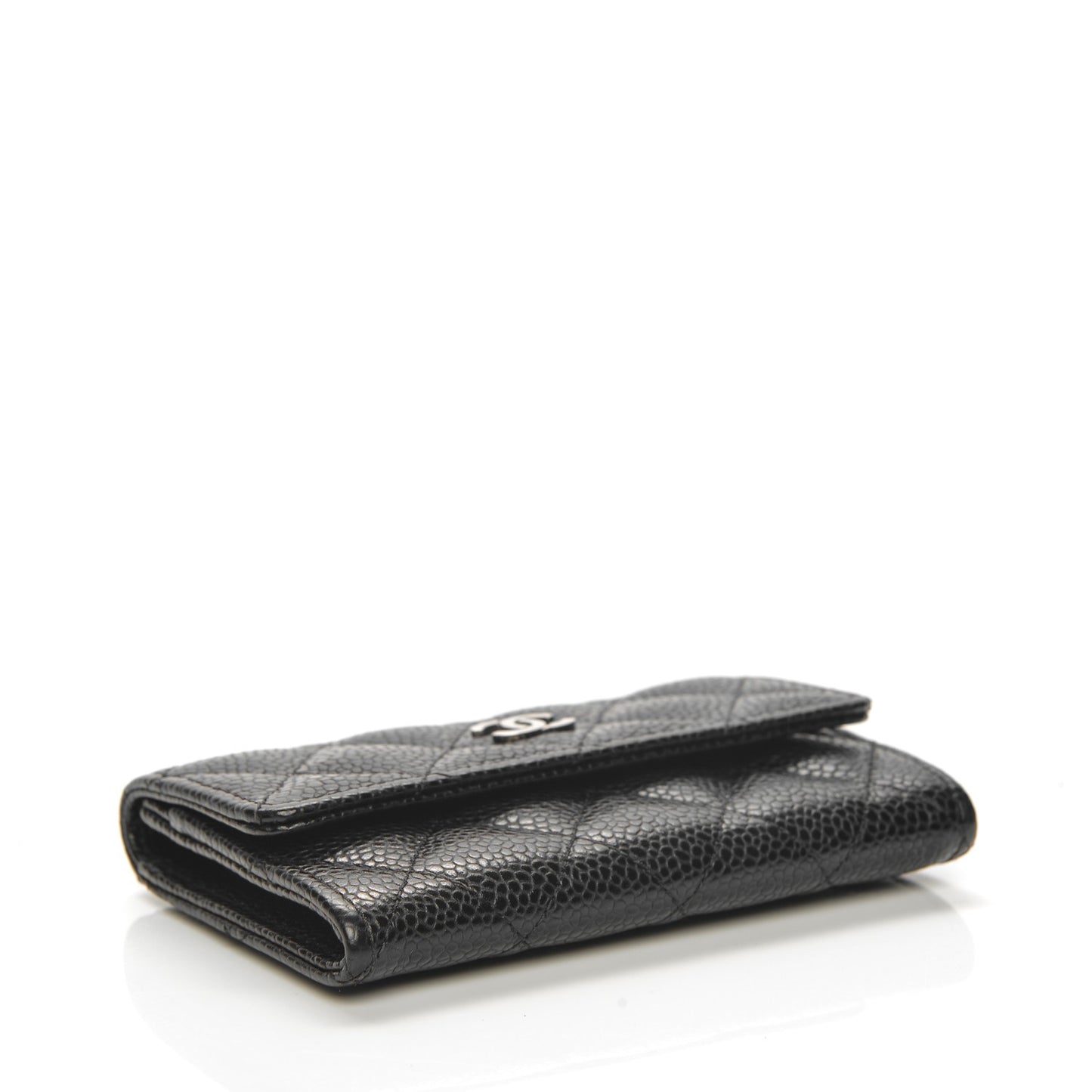 Caviar Quilted Flap Card Holder Black