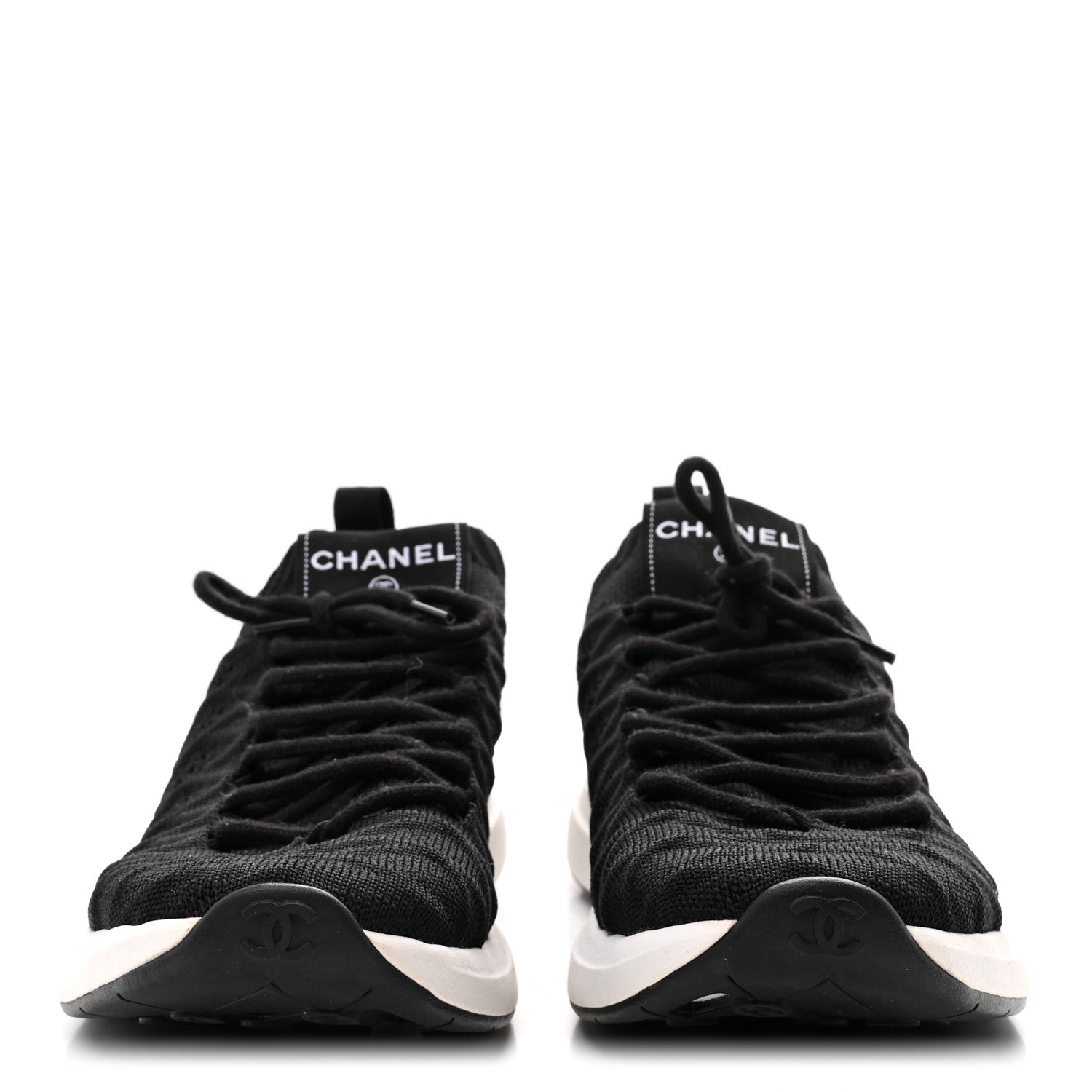 Chanel Fabric Logo Sneakers 37.5 Black 3 of 8