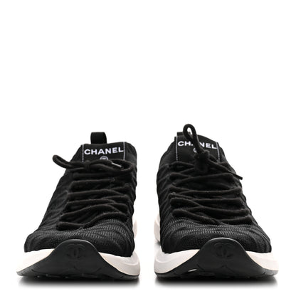 Chanel Fabric Logo Sneakers 37.5 Black 3 of 8