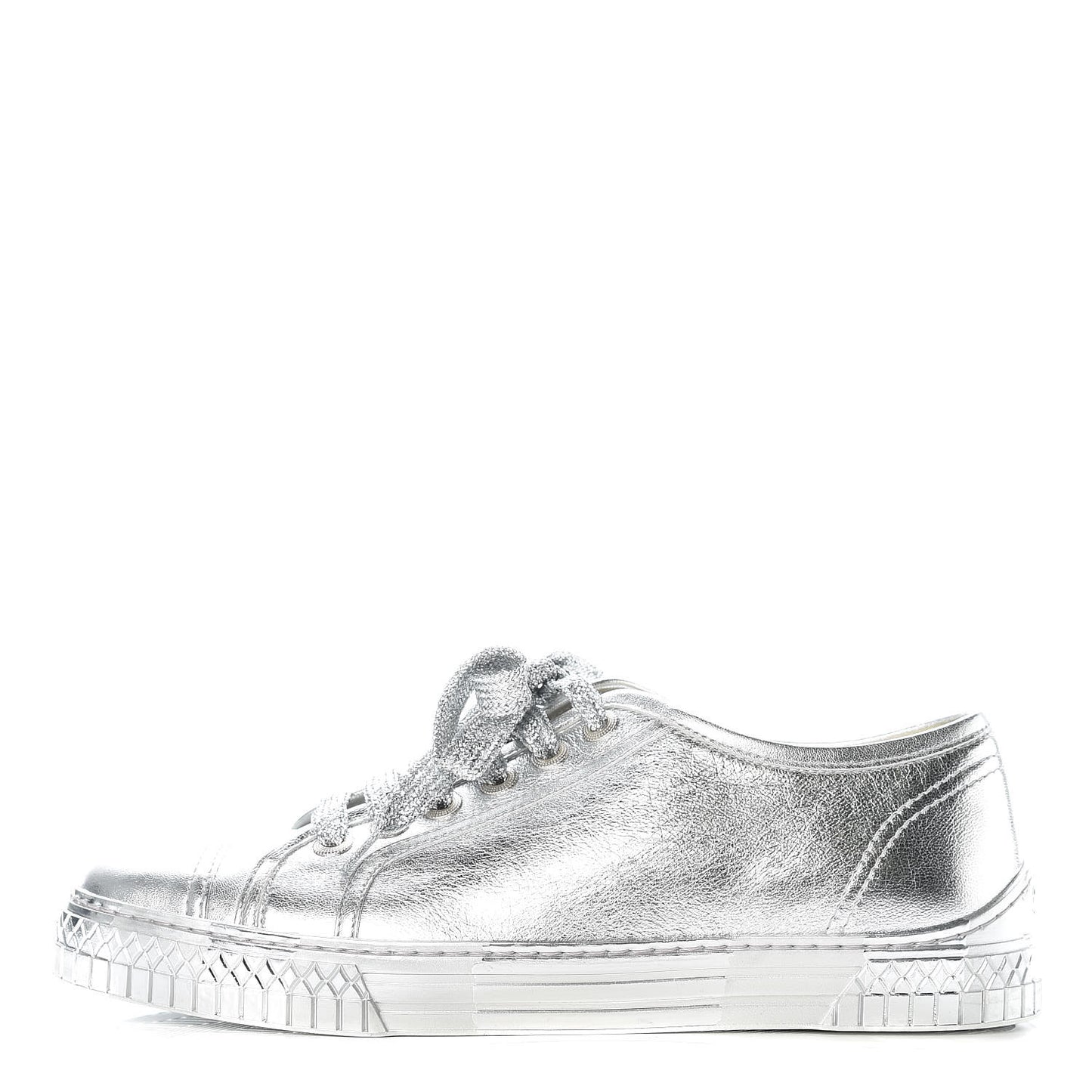 Laminated Lambskin Sneakers 40 Silver