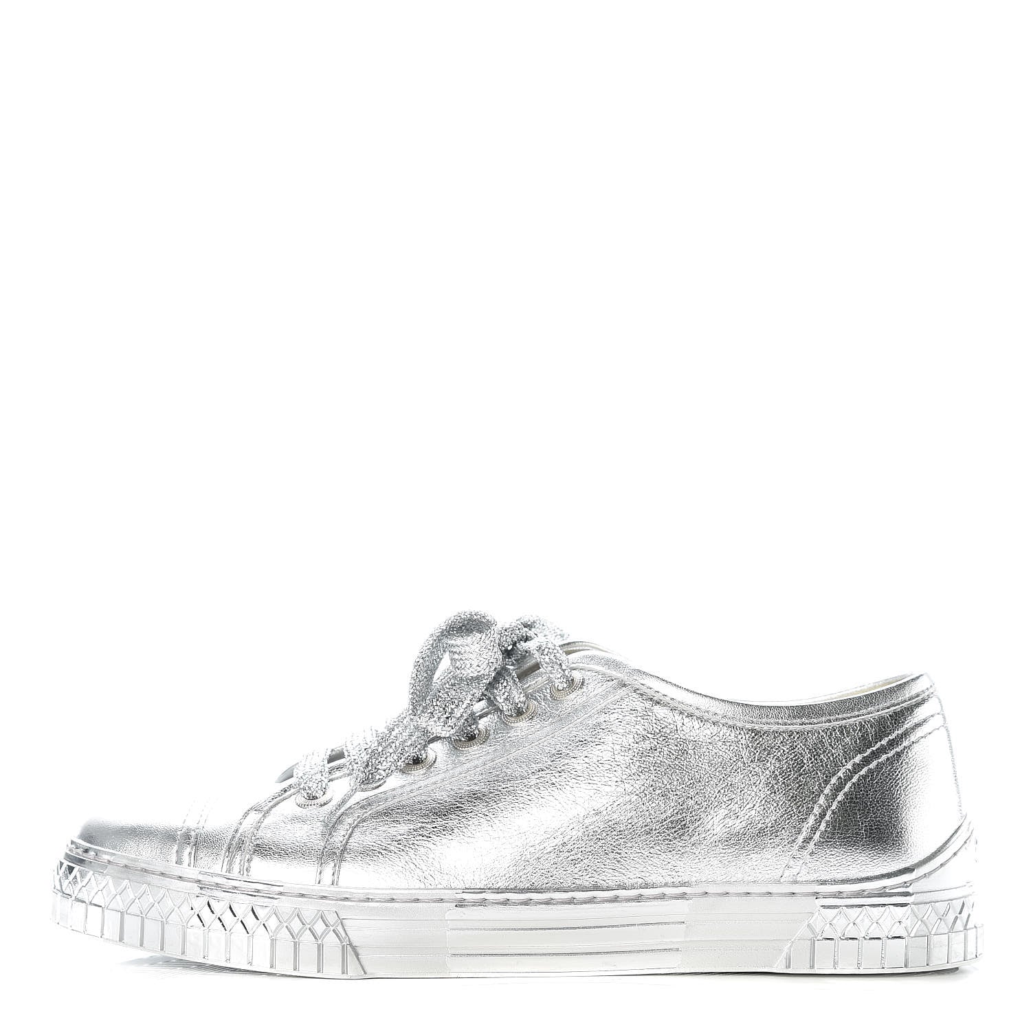 Chanel Laminated Lambskin Sneakers 40 Silver 1 of 9