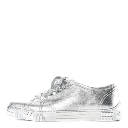 Chanel Laminated Lambskin Sneakers 40 Silver 1 of 9