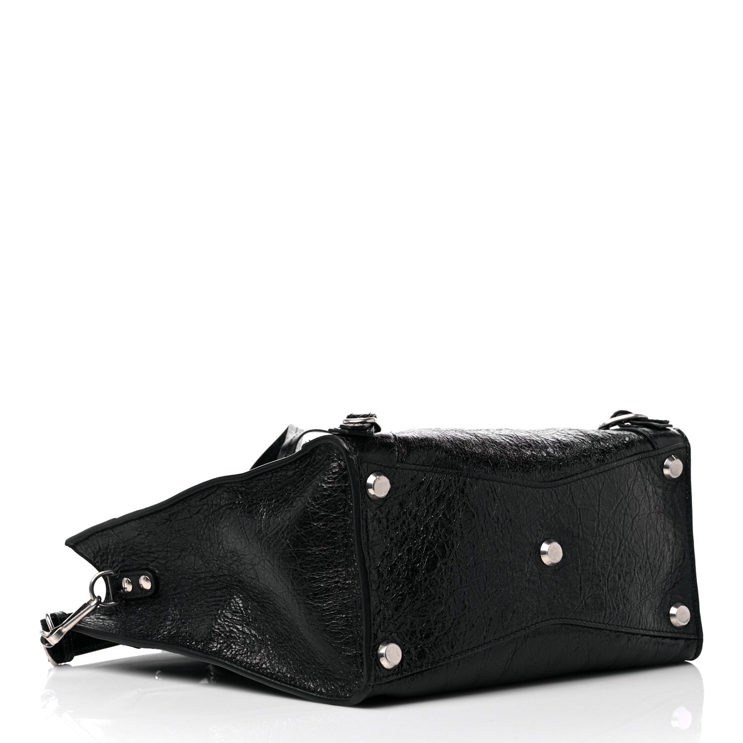 Agneau Arena Neo Classic Silver Hardware Medium Upside Down Tote Black