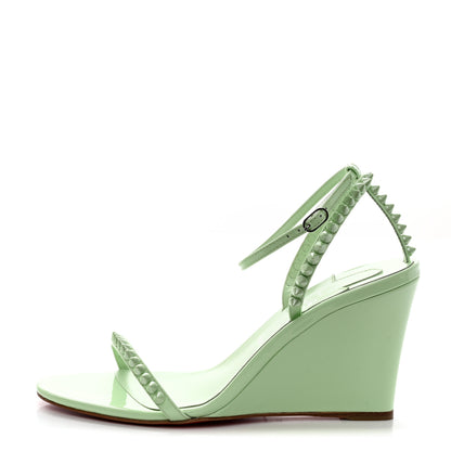 Christian Louboutin Patent Calfskin So Me Spike 85 Wedge Sandals 38 Studio Green 1 of 8