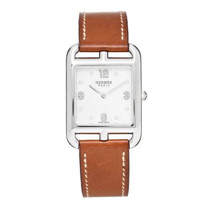 Hermes Stainless Steel Barenia Diamond Mother of Pearl 29mm Cape Cod Quartz Watch Fauve 1 of 5