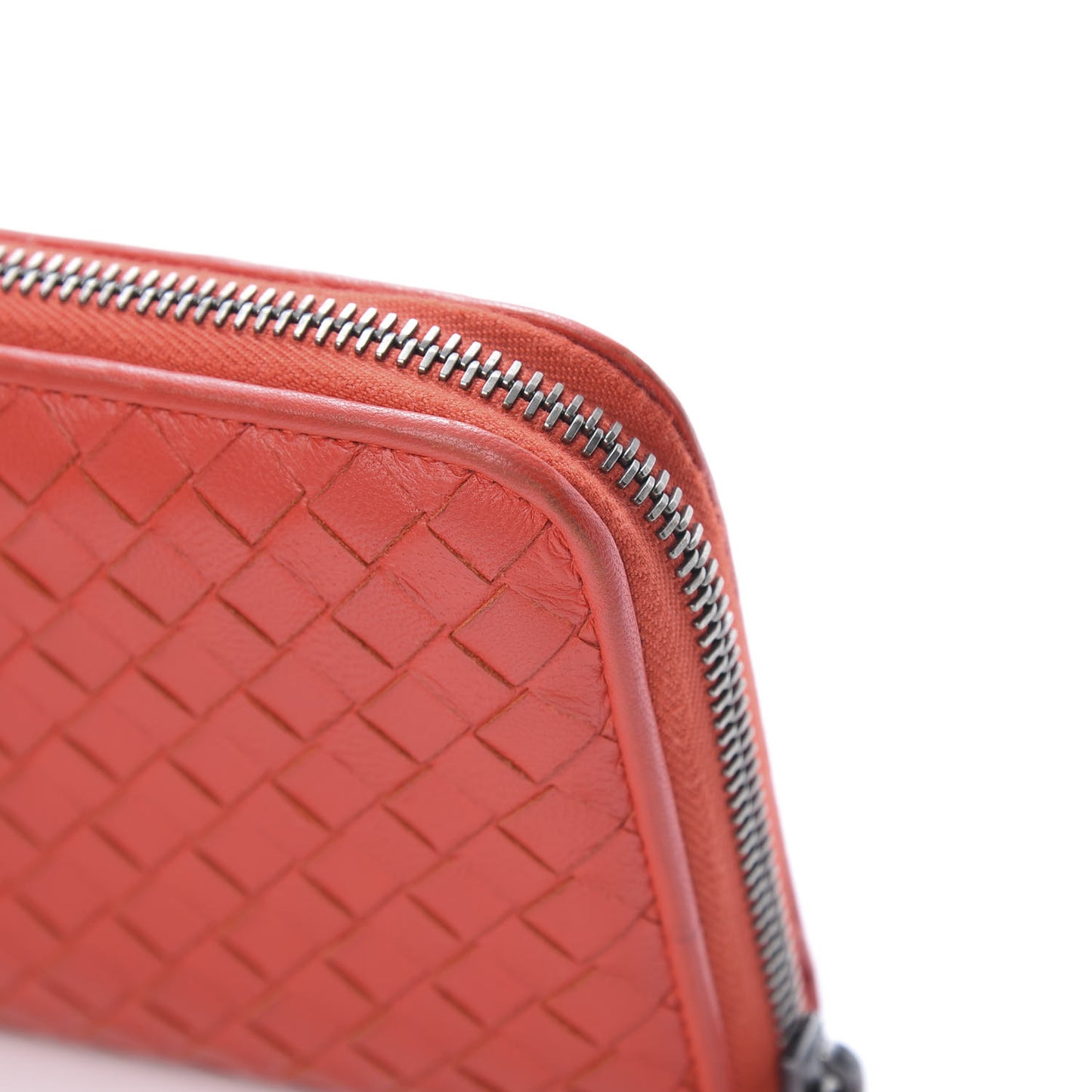 Nappa Intrecciato Zip Around Wallet Red