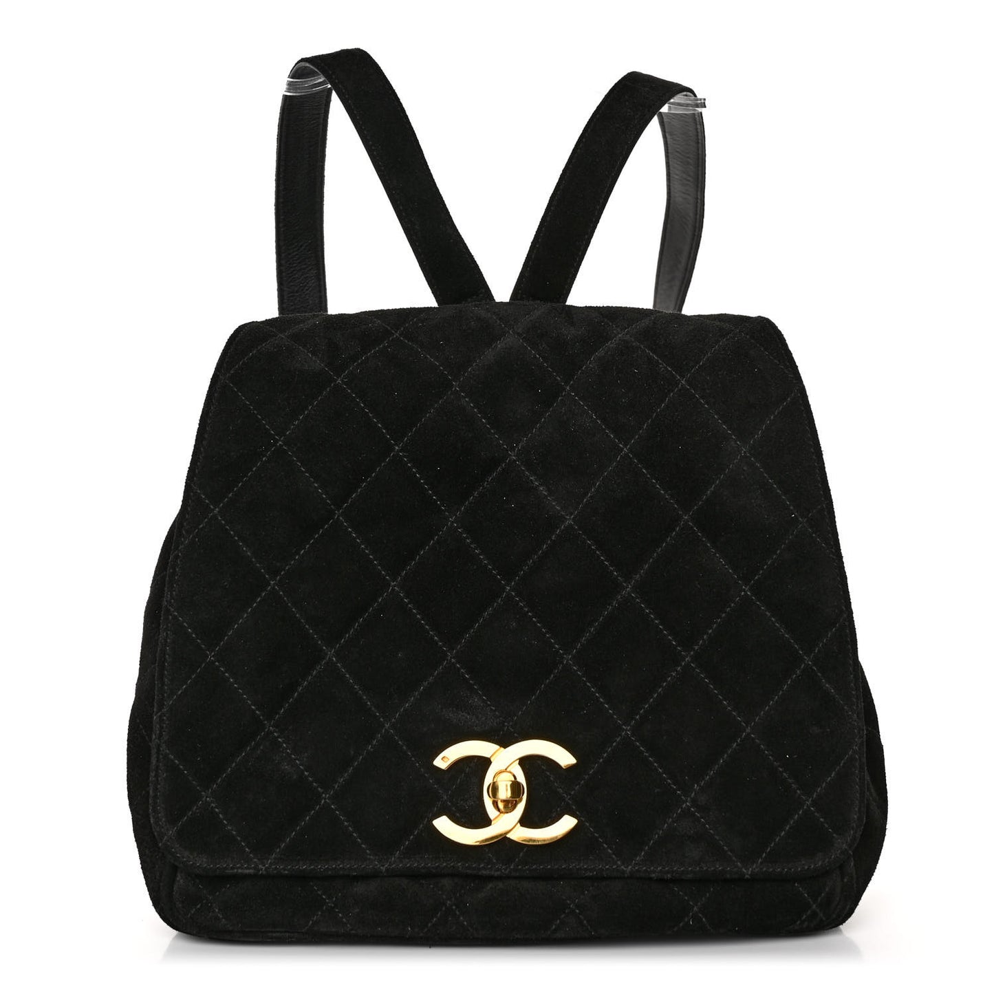 Suede Quilted CC Drawstring Backpack Black