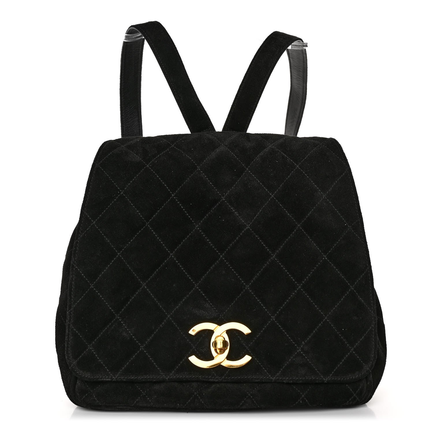 Chanel Suede Quilted CC Drawstring Backpack Black 1 of 9