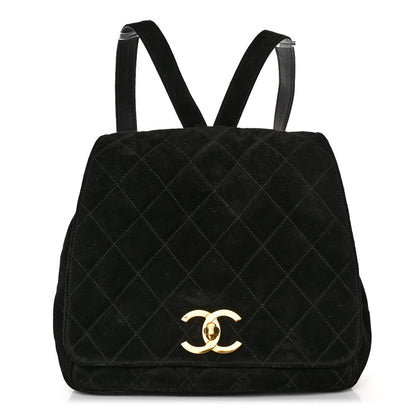 Chanel Suede Quilted CC Drawstring Backpack Black 1 of 9