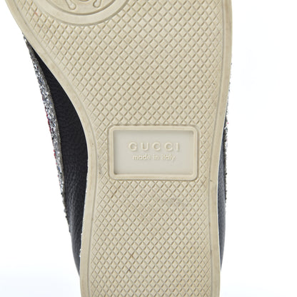 Gucci Calfskin Glitter Crystal Womens Sylvie Web Falacer Sneakers 35.5 Black 8 of 11