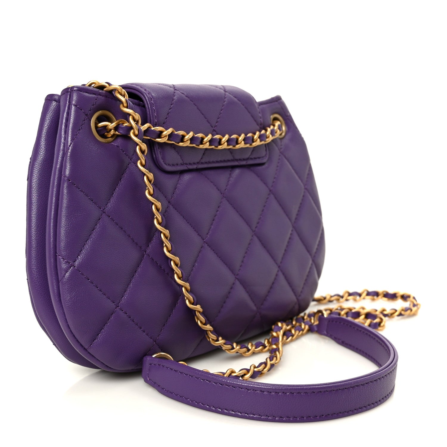 Chanel Lambskin Quilted Small Messenger Bag Purple 3 of 10