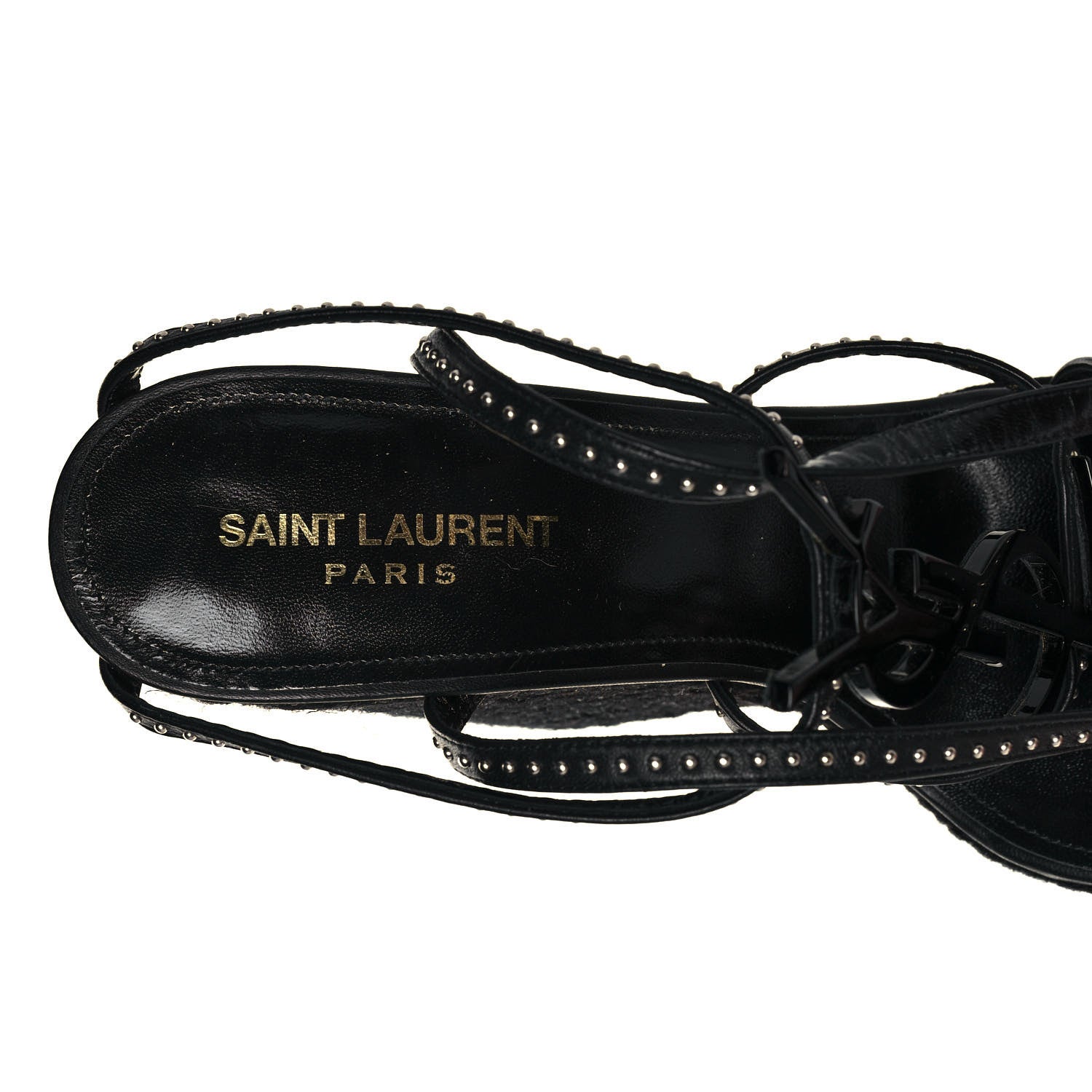 Saint Laurent Calfskin Cassandra Espadrille 105 Wedges 40 Black 7 of 8