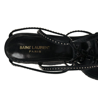 Saint Laurent Calfskin Cassandra Espadrille 105 Wedges 40 Black 7 of 8
