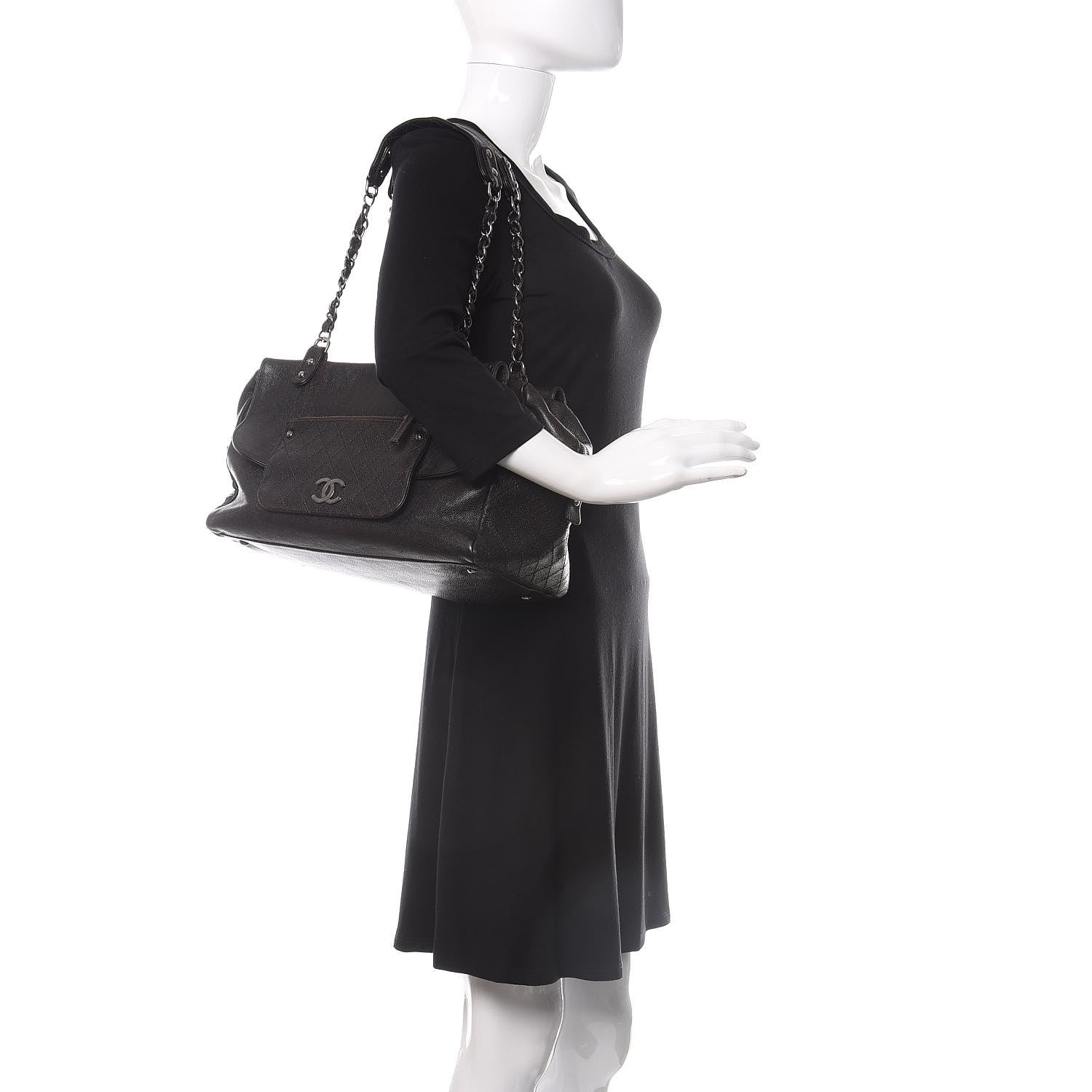 Chanel Glazed Caviar Pocket In The City Tote Brown 2 of 10
