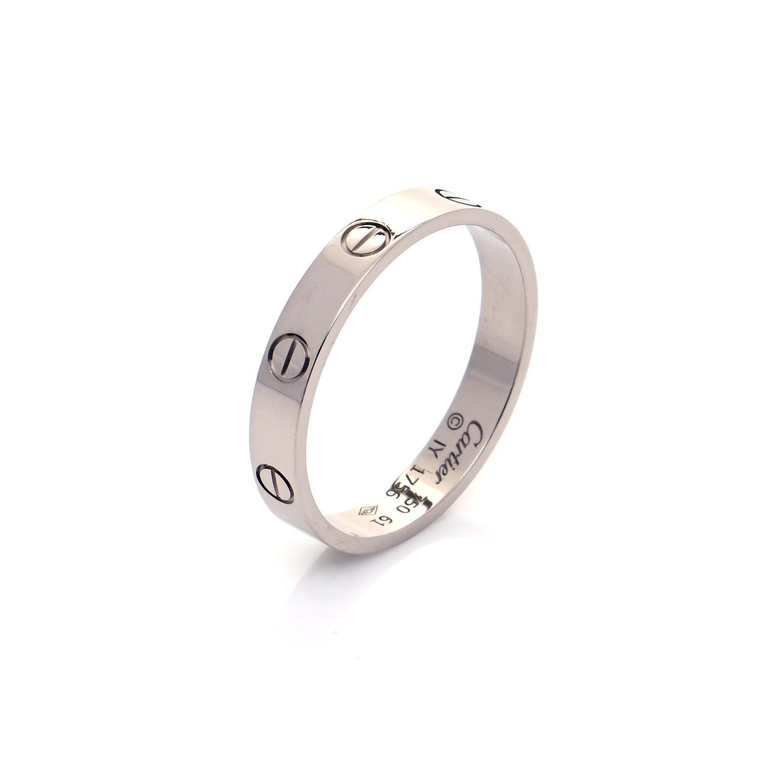 Cartier 18K White Gold 3.5mm LOVE Wedding Band Ring 61 9.5 5 of 5