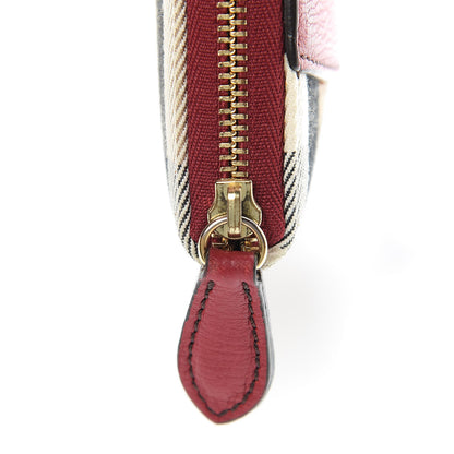 Burberry Grainy Calfskin House Check Elmore Zip Around Wallet Russet Red 8 of 8