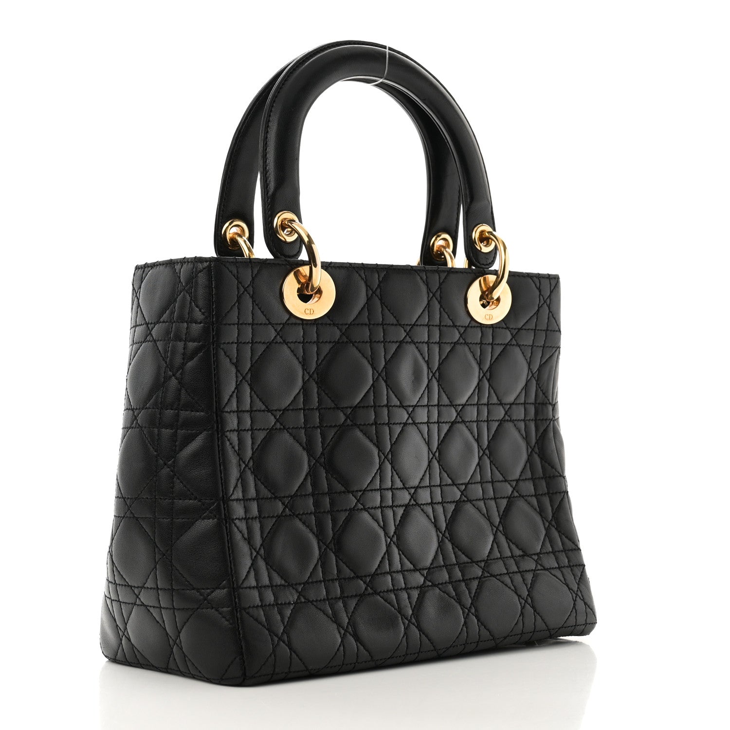 Christian Dior Lambskin Cannage Medium Lady Dior Black 2 of 10