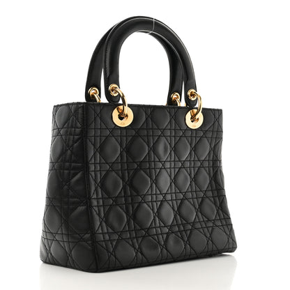 Christian Dior Lambskin Cannage Medium Lady Dior Black 2 of 10