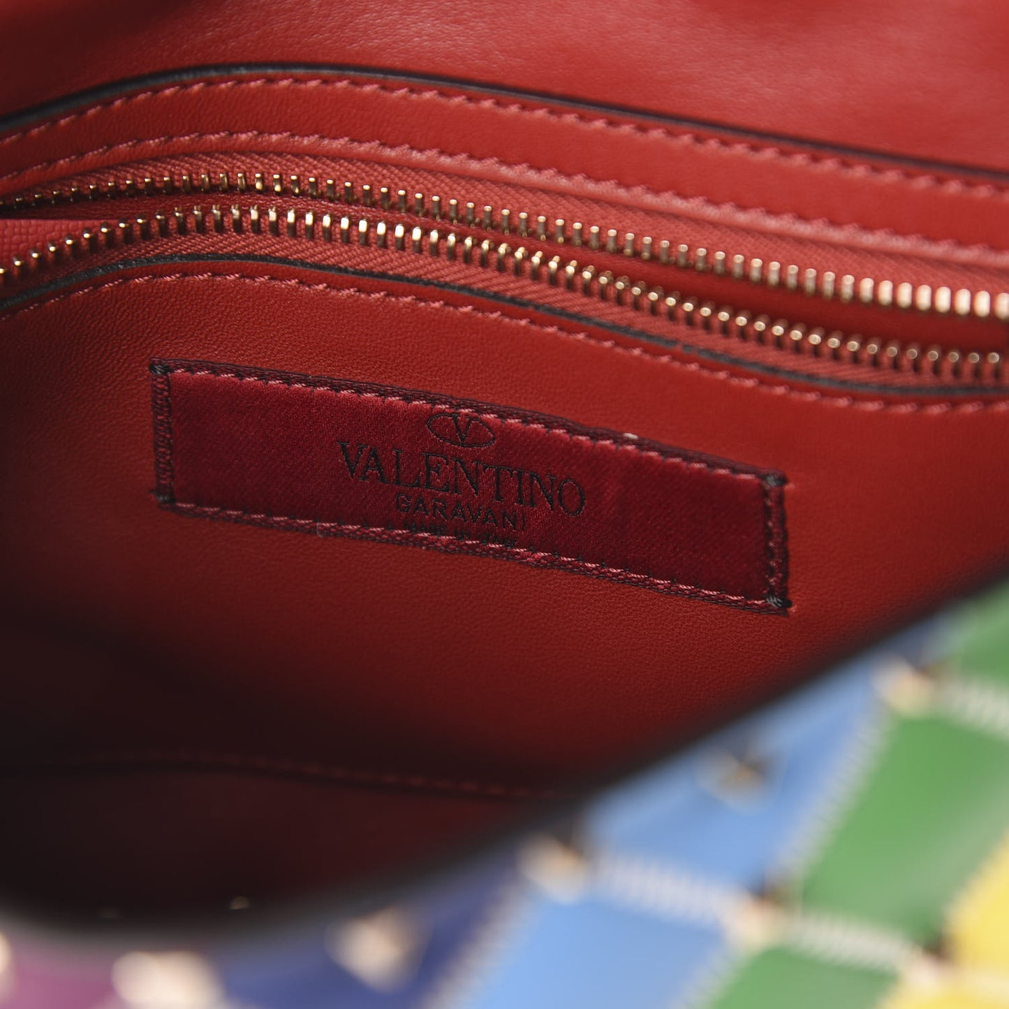 Lambskin Medium Rockstud Spike Shoulder Bag Rainbow