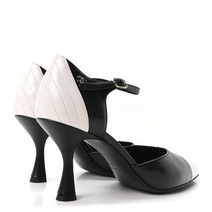 Chanel Lambskin Mary Jane Pumps 39 Black White 5 of 10