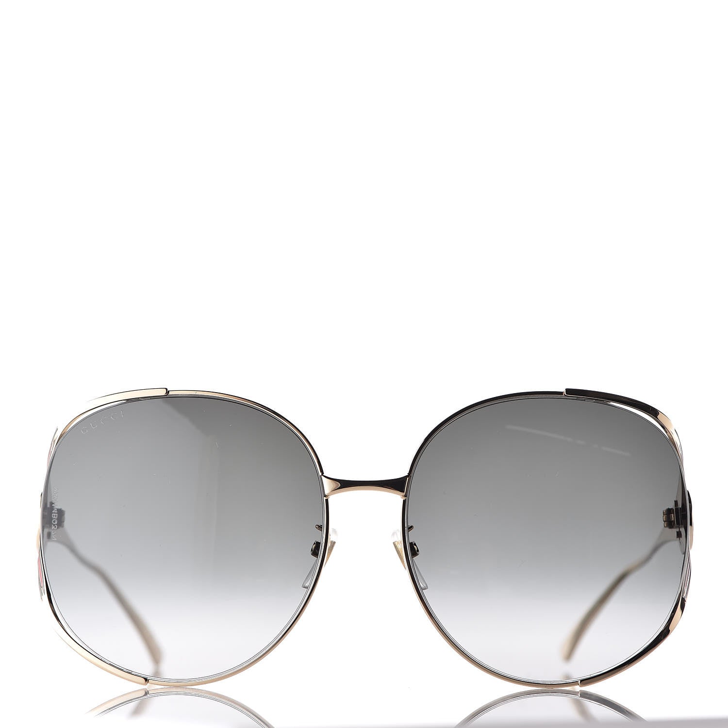 Gucci Metal Oversized Round Frame GG0225S Sunglasses Gold 2 of 9