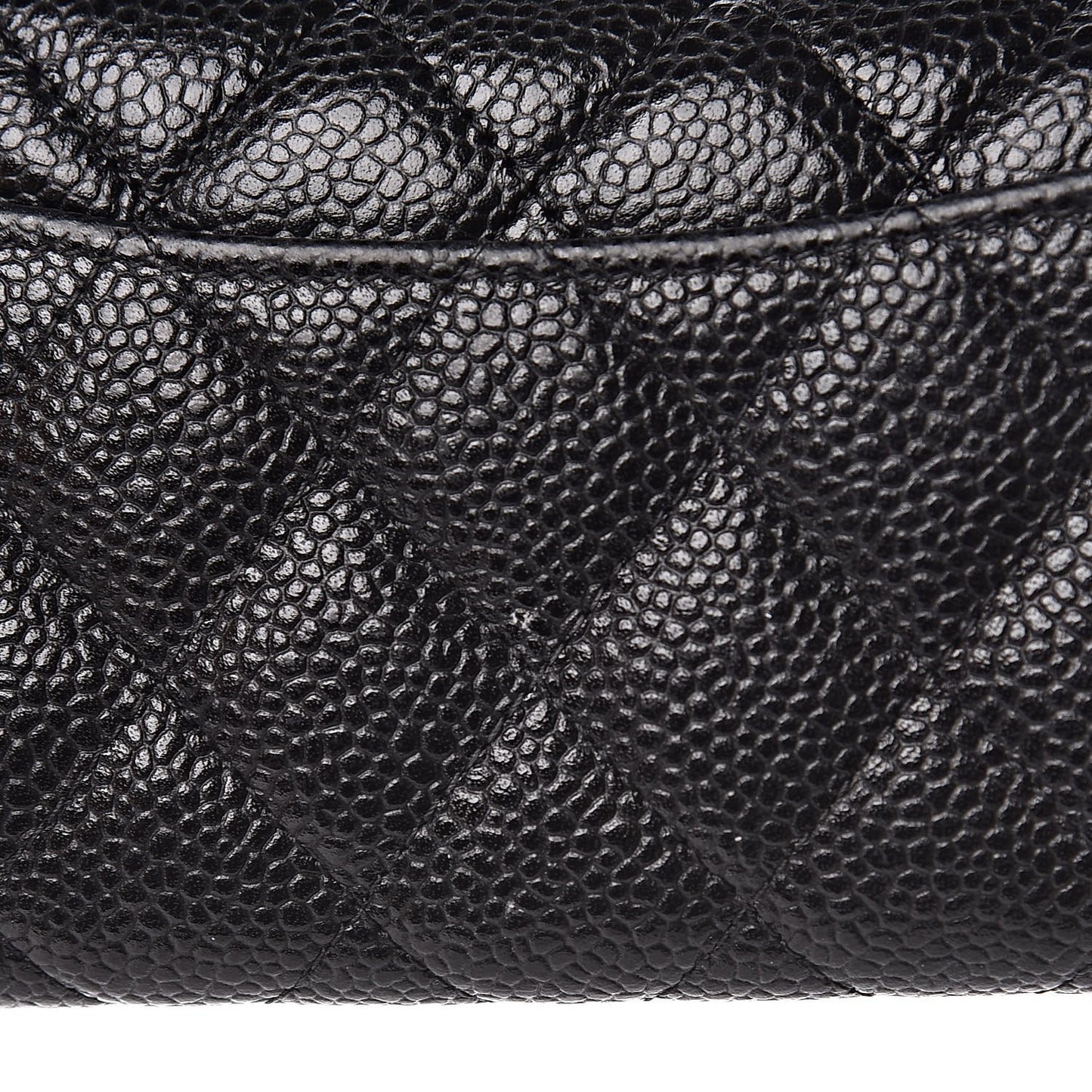 Caviar Quilted Flap Card Holder Wallet Black