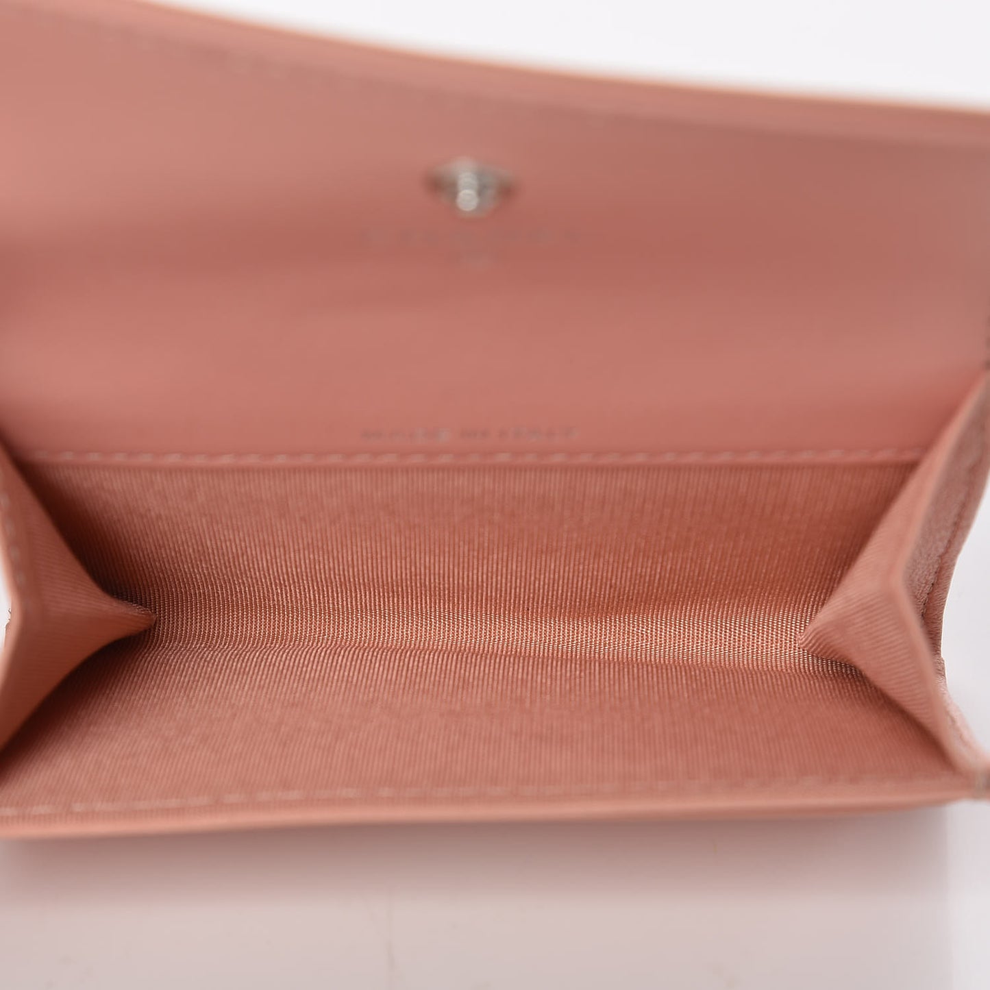 Goatskin Camellia Embossed Card Holder Wallet Light Pink