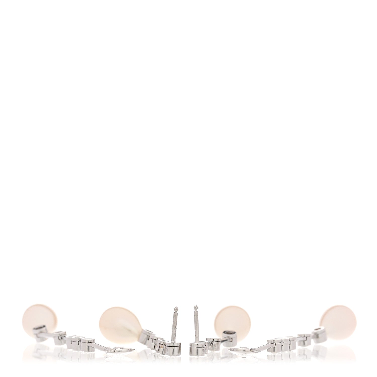 Chanel 18K White Gold Diamond Pearl Drop Earrings 3 of 5