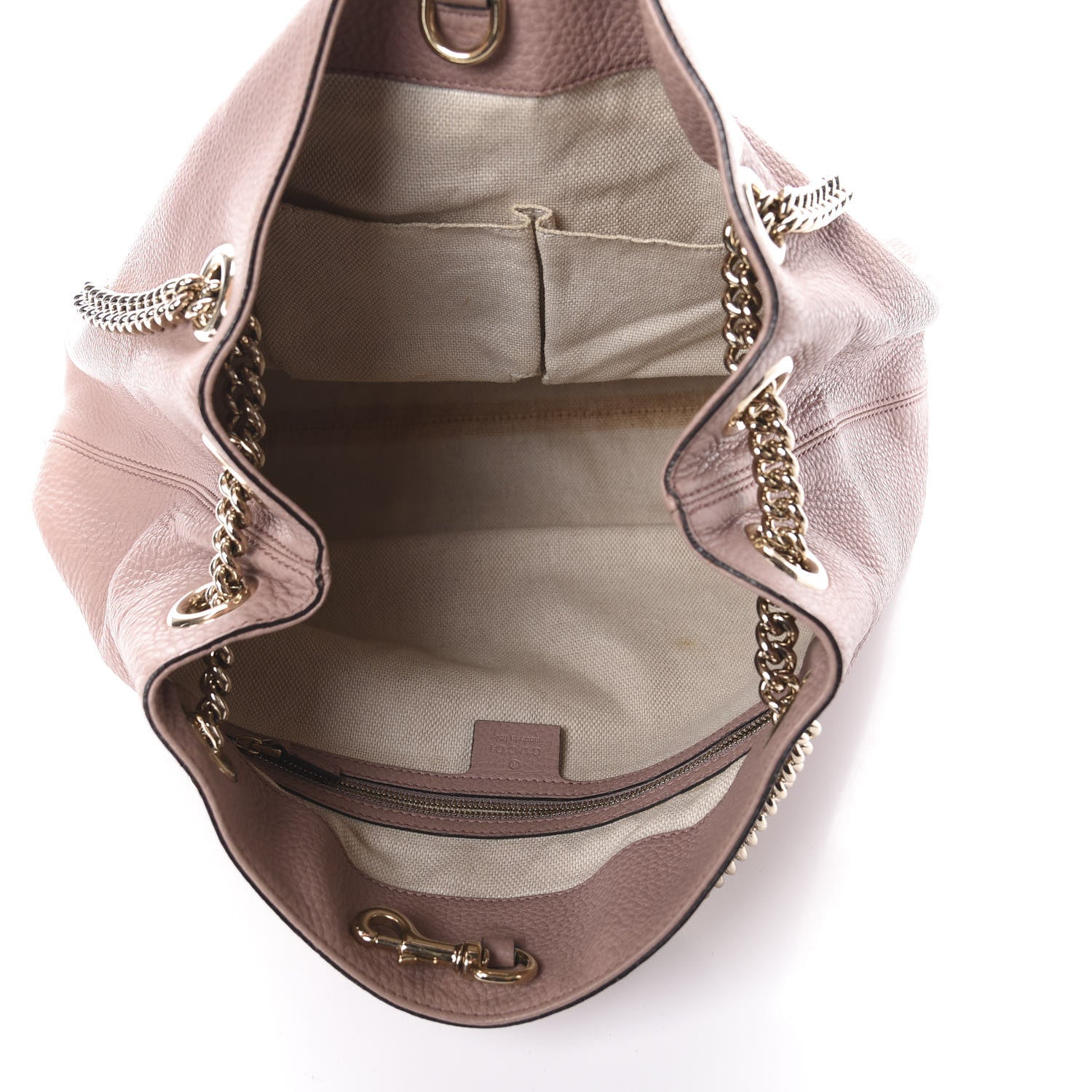 Gucci Pebbled Calfskin Medium Soho Chain Shoulder Bag Dark Cipria 5 of 12