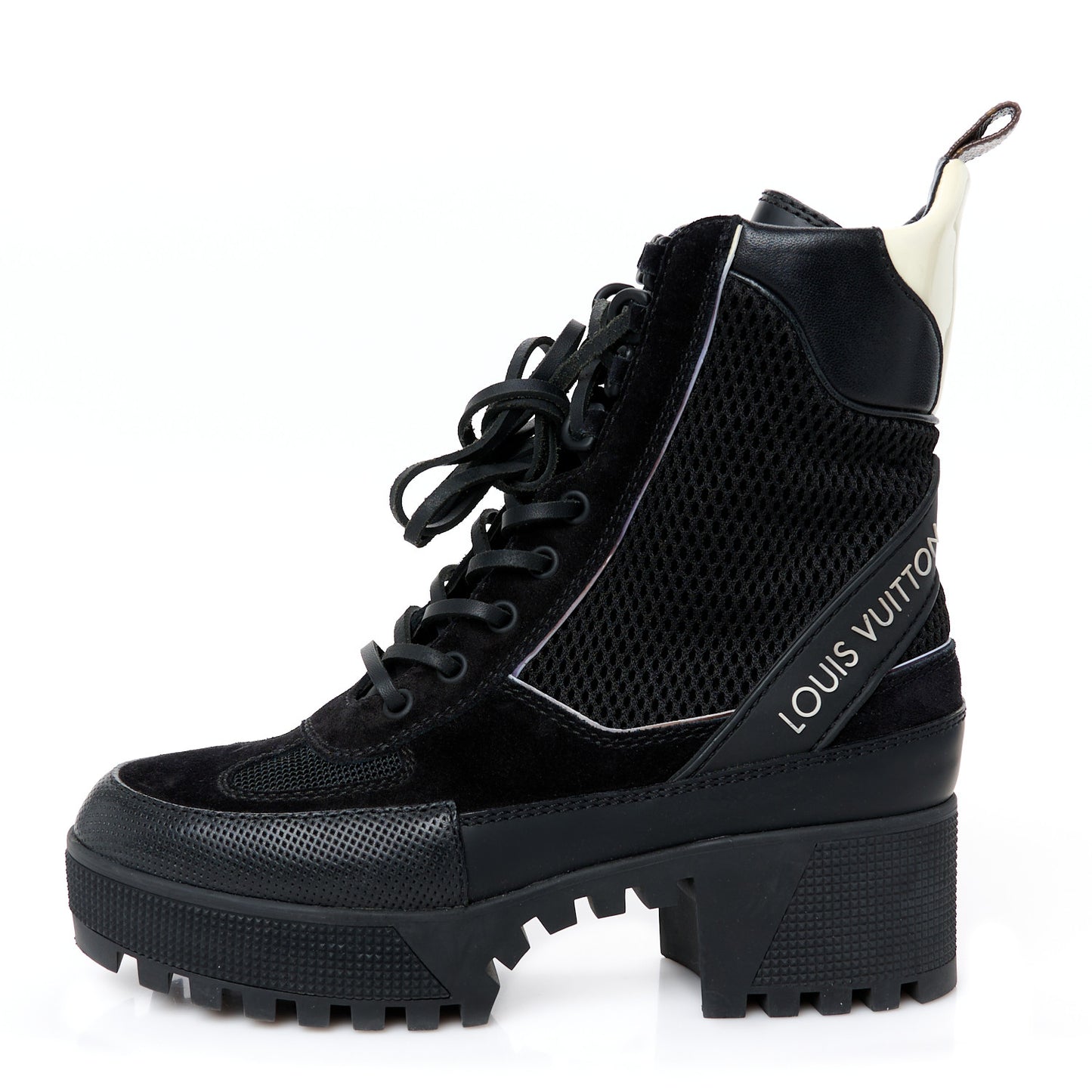 Suede Calfskin Mesh Logo Laureate Platform Desert Boots 37 Black