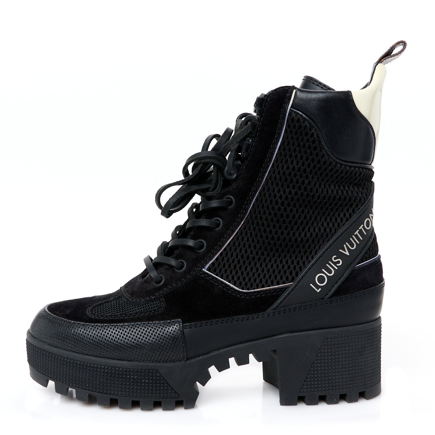 Louis Vuitton Suede Calfskin Mesh Logo Laureate Platform Desert Boots 37 Black 1 of 9