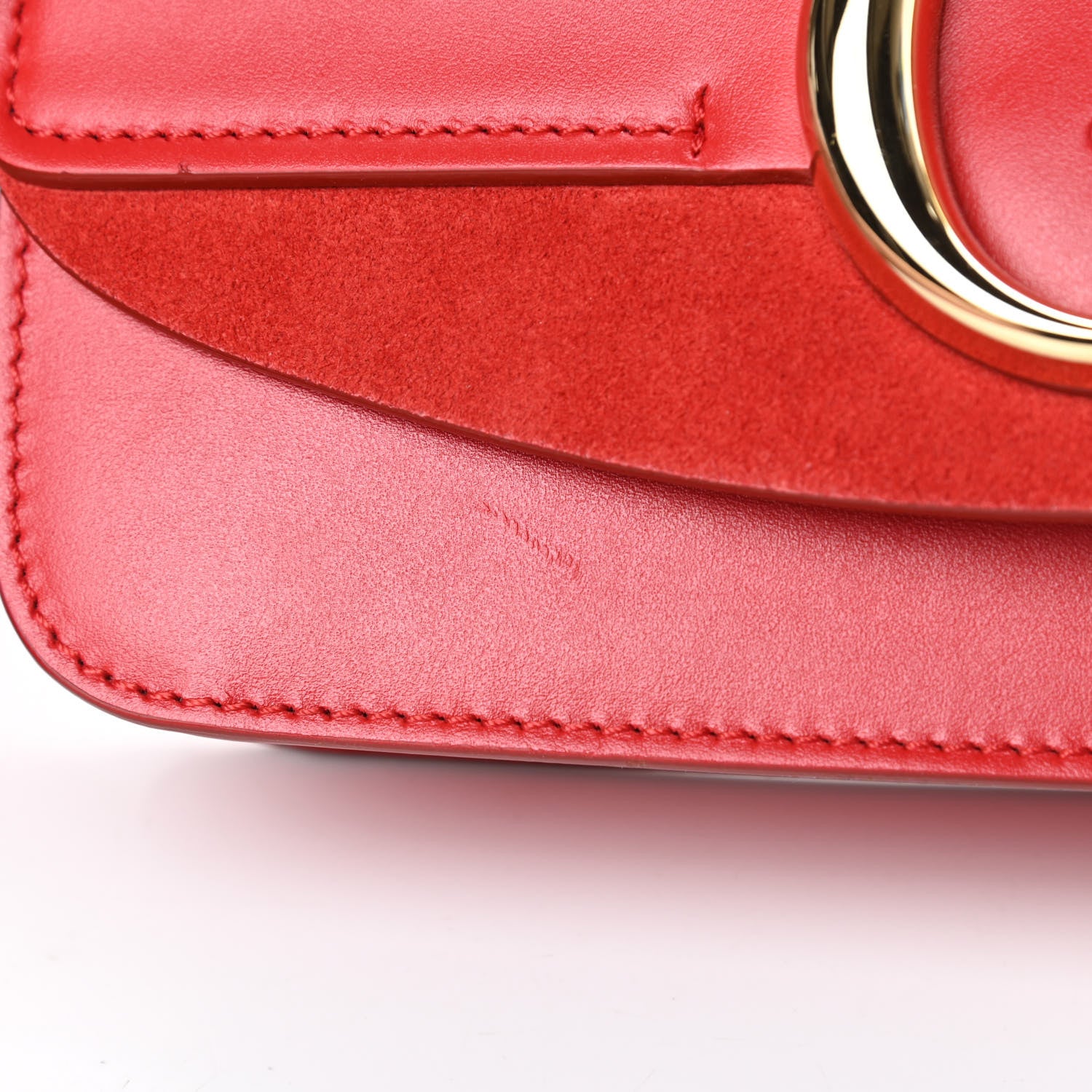 Chloe Calfskin Suede C Clutch With Chain Plaid Red 12 of 12