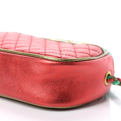Gucci Laminated Nappa Trapuntata Mini Zumi Dome Shoulder Bag Rosso Jasmine Green Rame 7 of 10