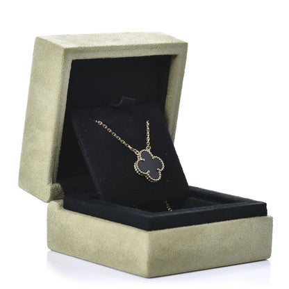 Van Cleef & Arpels 18K Yellow Gold Black Onyx Vintage Alhambra Pendant Necklace 6 of 6