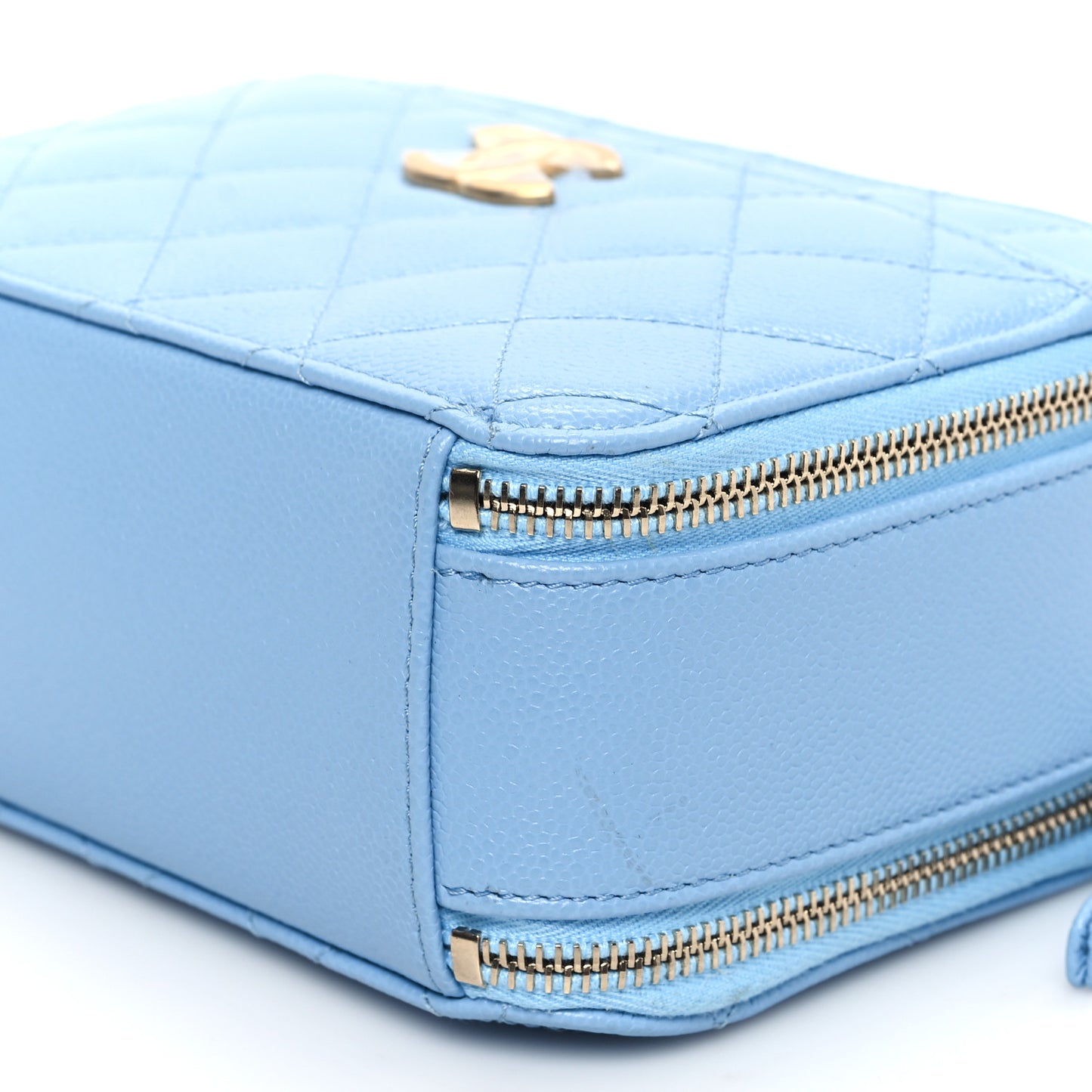 Caviar Quilted Mini Pick Me Up Vanity Case Light Blue