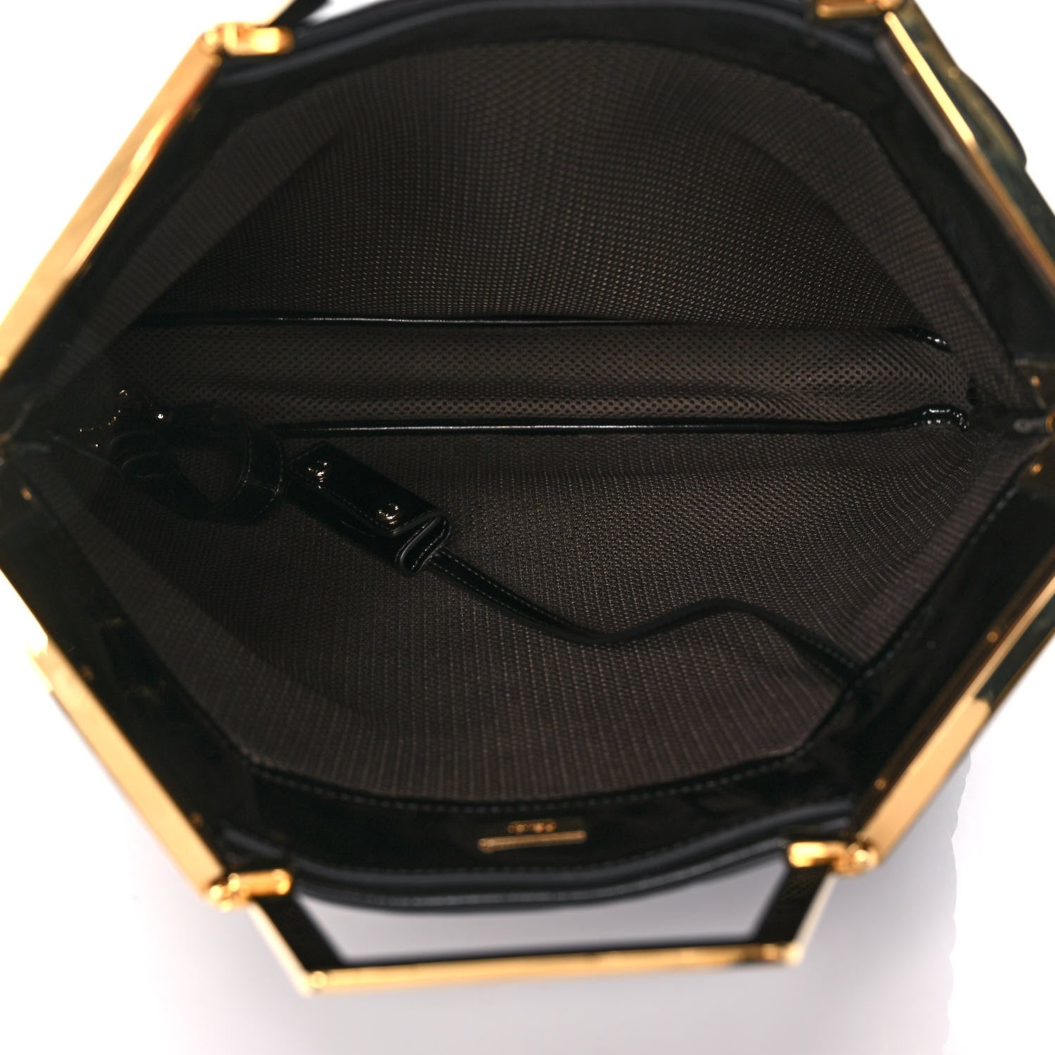 Fendi Patent FF 1974 Embossed Medium Shopping Flap Bag Black 5 of 8