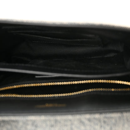 Saint Laurent Denim Y Quilted Monogram Toy Loulou Crossbody Bag Grey 5 of 10