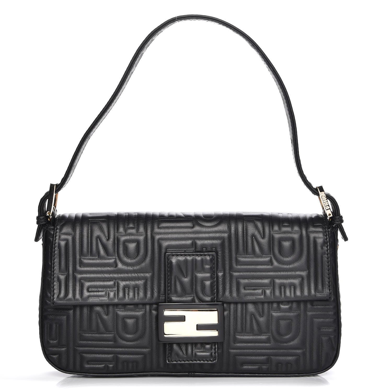 Fendi Nappa Logo Embossed Baguette Black 1 of 7