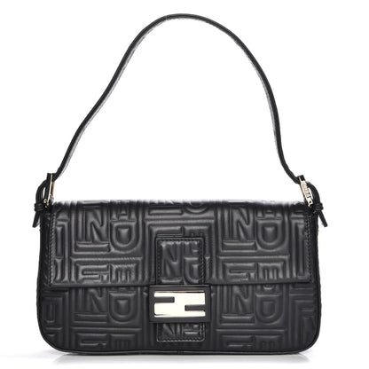Fendi Nappa Logo Embossed Baguette Black 1 of 7