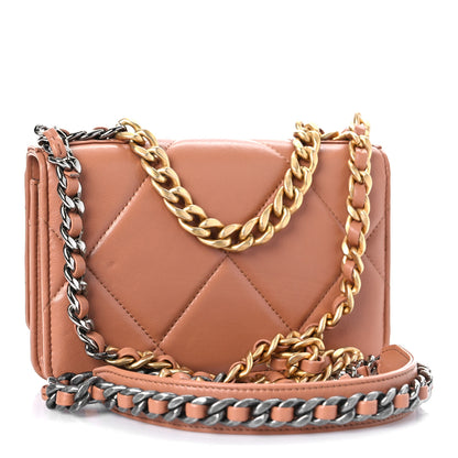 Chanel Lambskin Quilted Chanel 19 Wallet On Chain WOC Brown 4 of 12