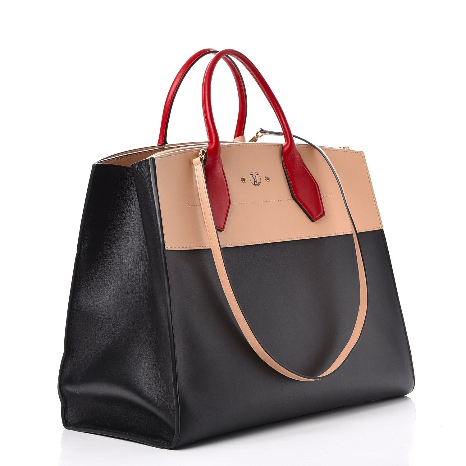 Louis Vuitton Calfskin City Steamer XL Black Creme Bourgogne 4 of 17