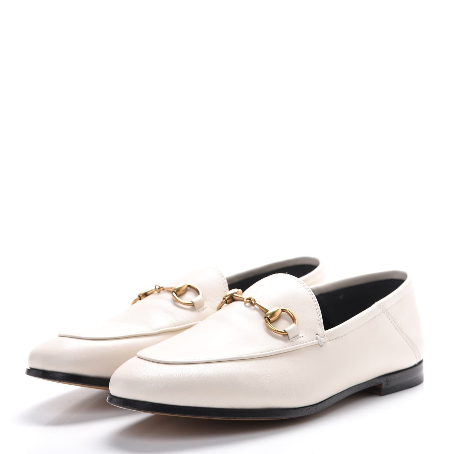 Gucci Lambskin Womens Brixton Horsebit Loafers 35 Mystic White 3 of 7