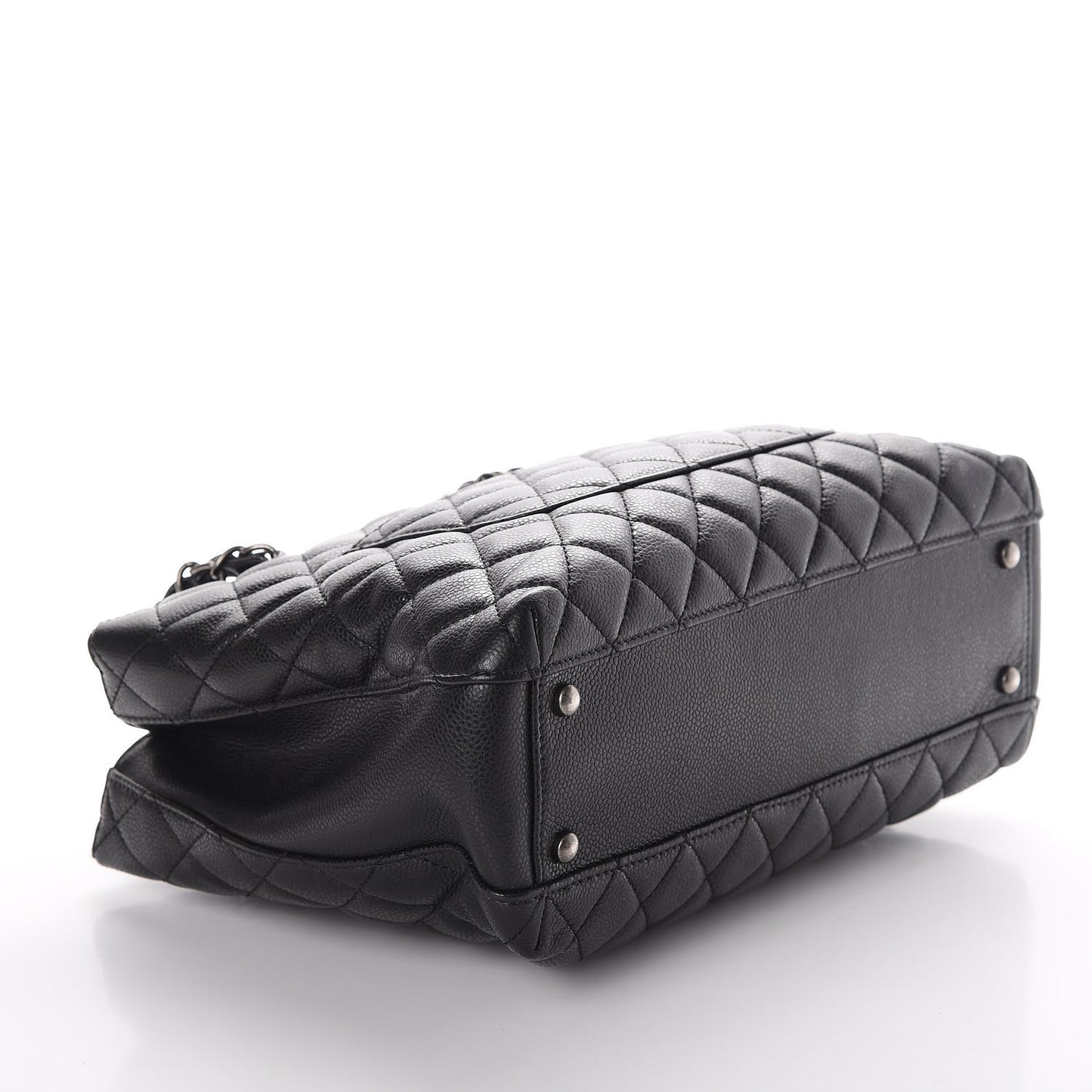 Caviar Quilted City Shopping Tote Black